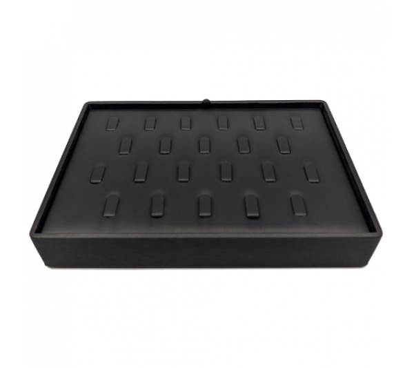 Steel Grey Flat Stackable Clip-  22-Rings Tray,  9" x 6" x 1 1/2"H